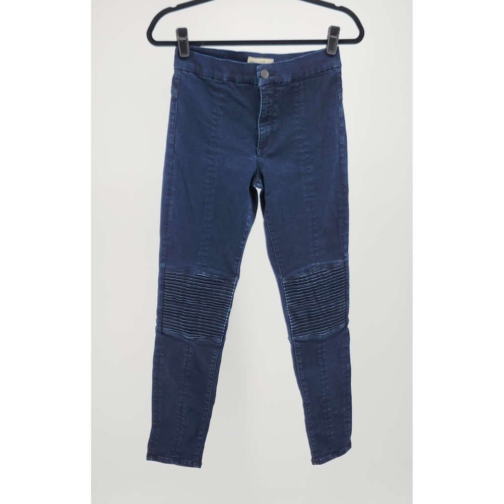 Gap 1969 True Skinny Moto Jeans Indigo Blue Ribbed Knee Seamed 28R Womens